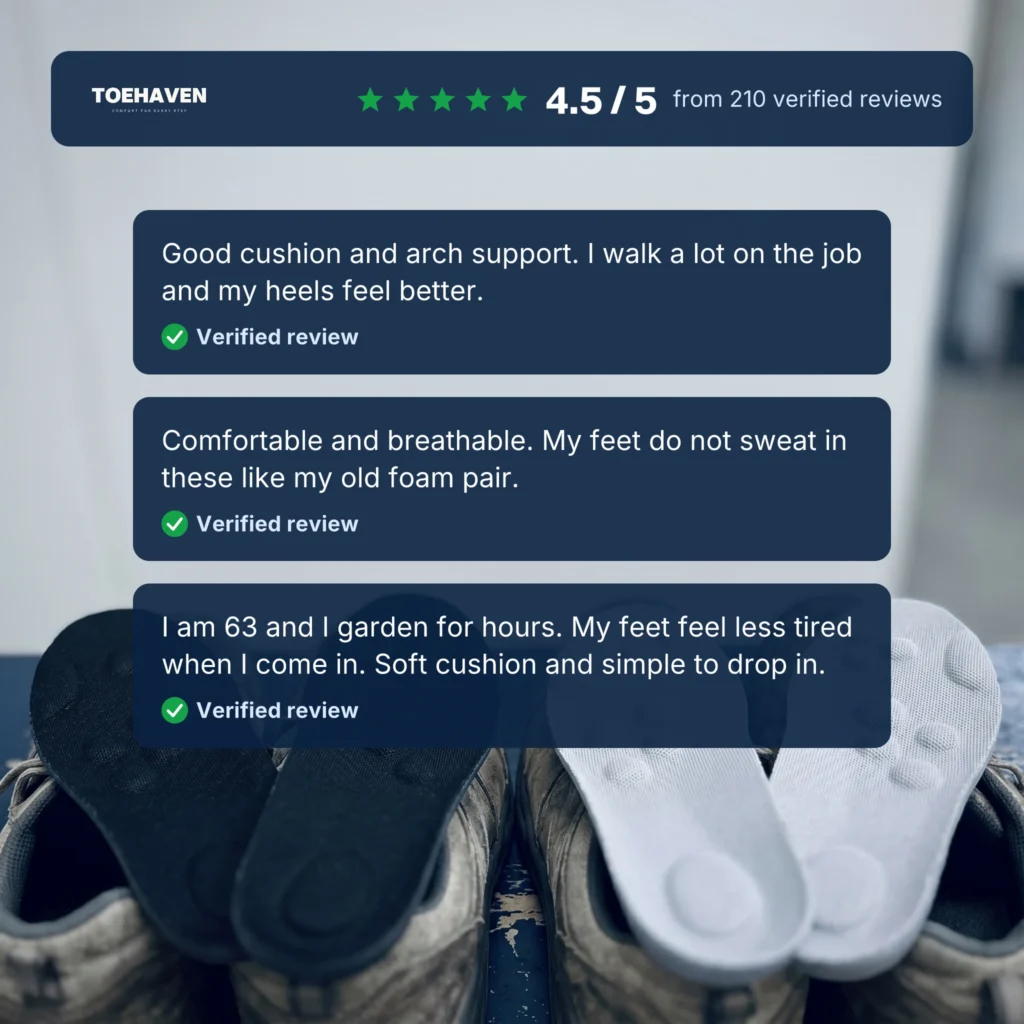ToeHaven insoles in everyday shoes